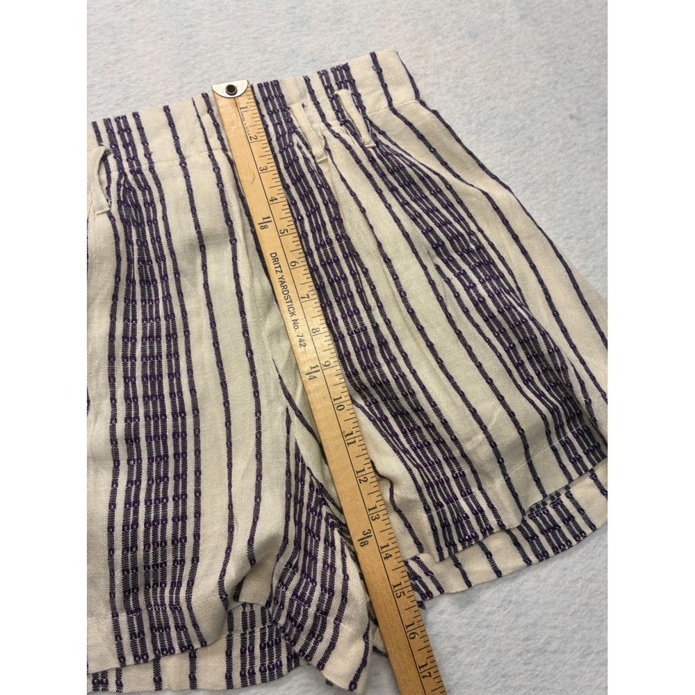 Flowy Beach Shorts Coastal Grandma Boho Striped High Waist - Small Cream - Picture 10 of 11